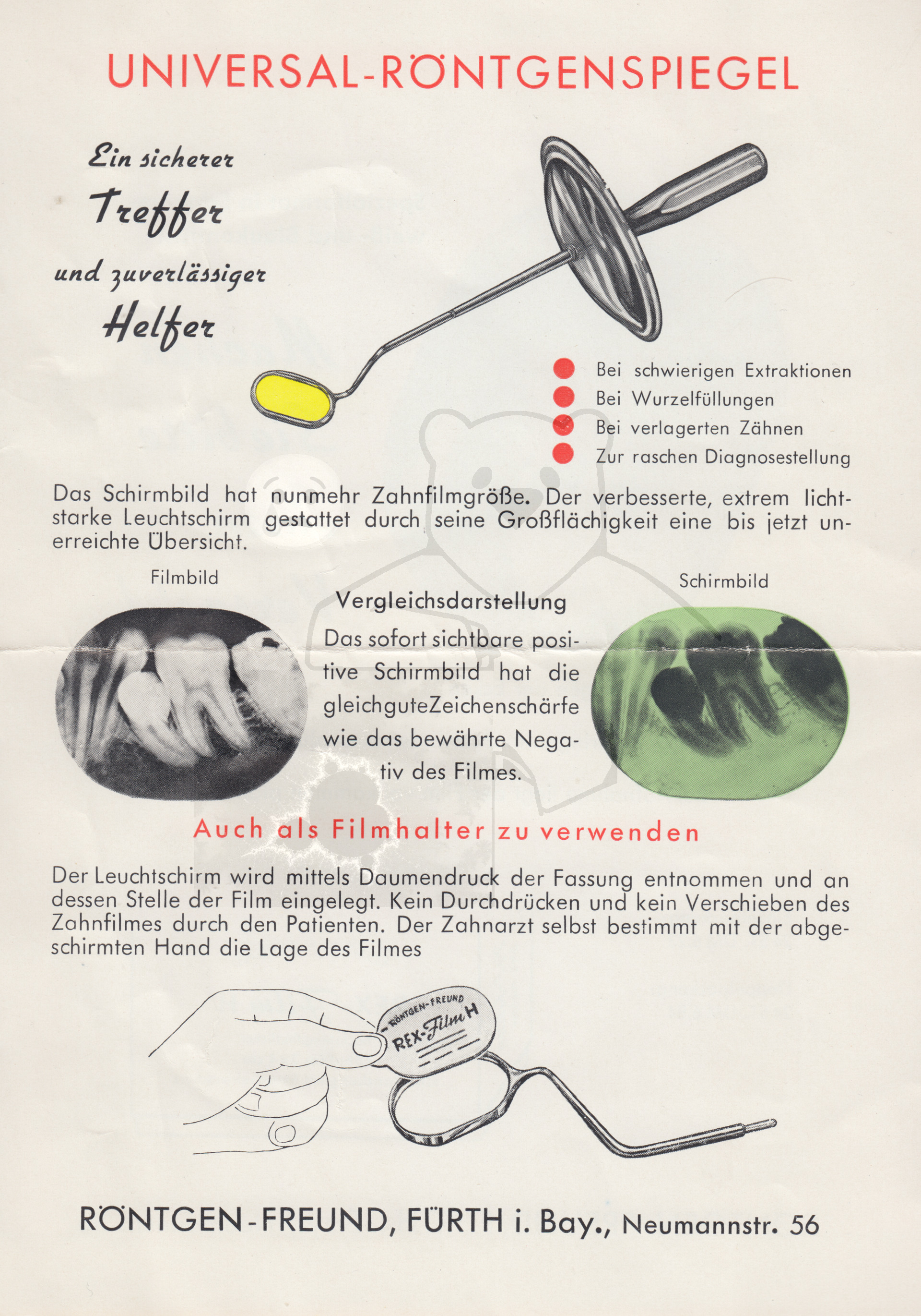 Röntgenspiegel "Röntgen-Freund", Werbung